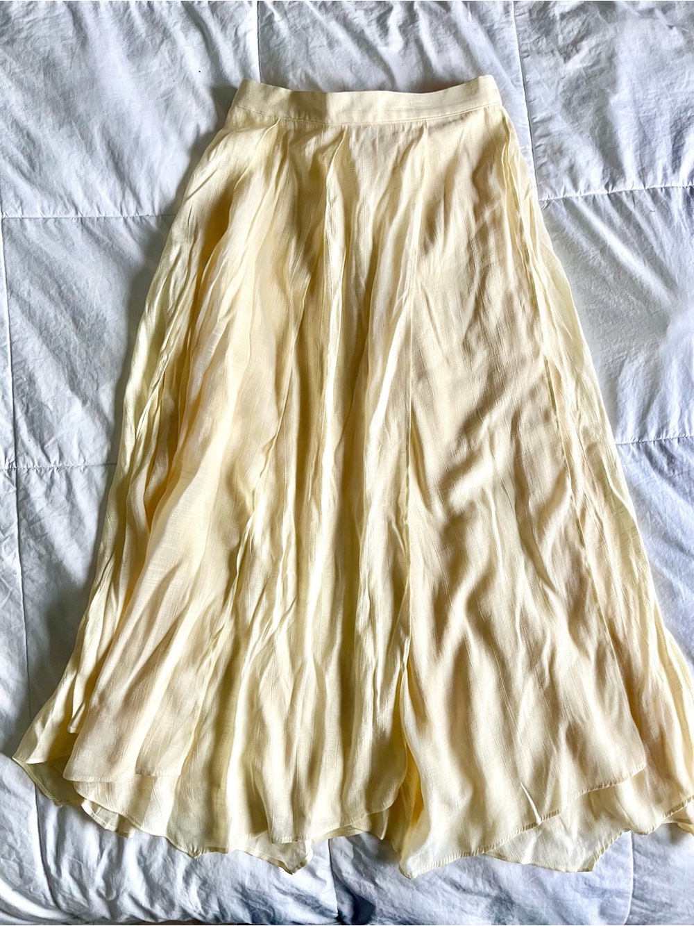RW&CO. Pale Yellow Asymmetric Midi Skirt - Picture 3 of 9